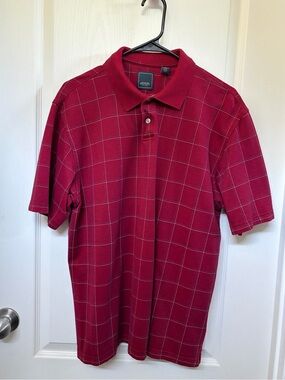 Arrow Men’s Red Windowpane Polo Shirt